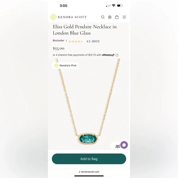 Elisa Gold Pendant Necklace in London Blue Glass - Picture 1 of 7